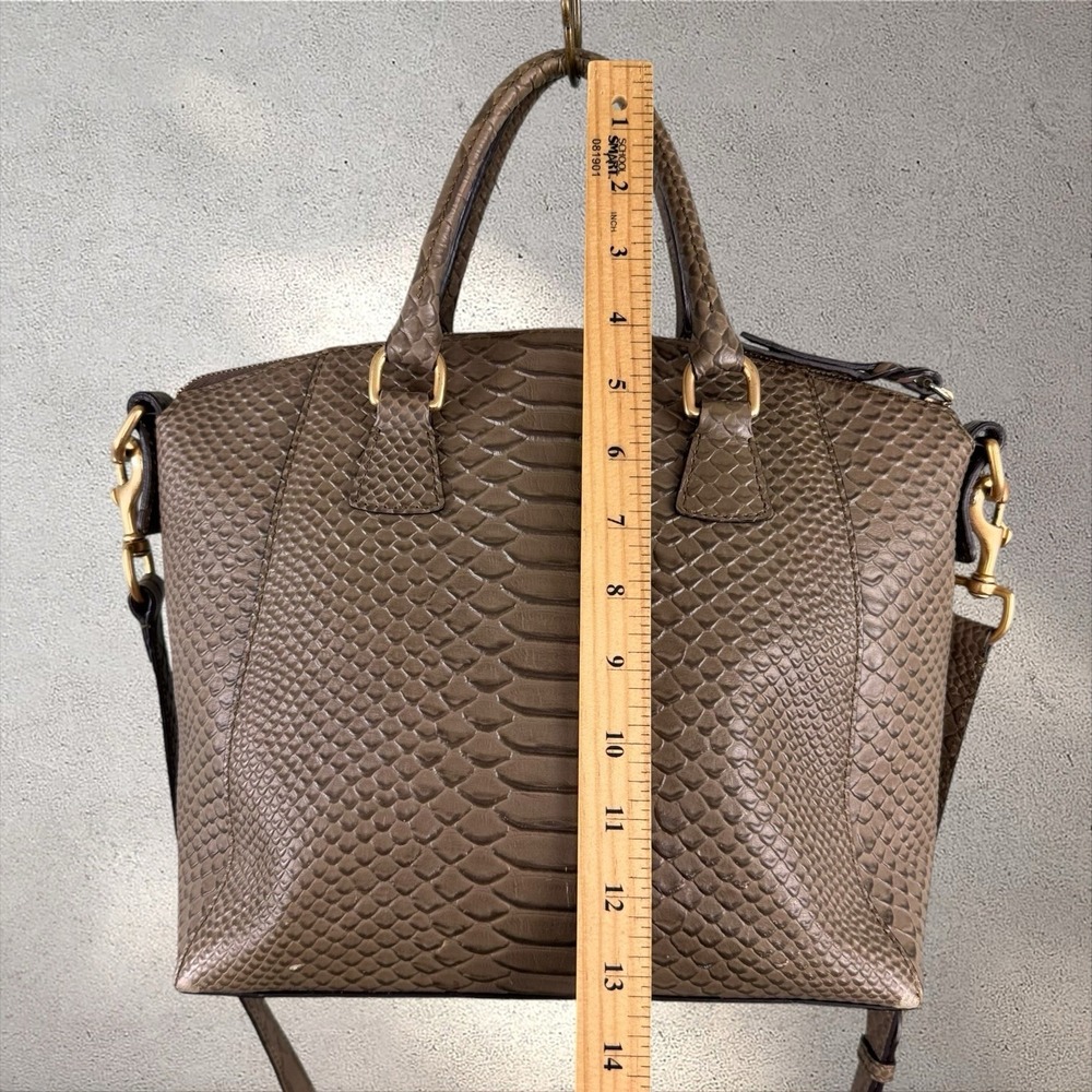 Dooney & Bourke Naomi Satchel Bag Saffiano Leather Croc Reptile Embossed Gray - Picture 7 of 8